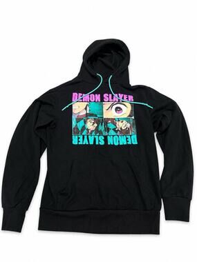 Demon Slayer Anime Graphic Hoodie Black Men’s Medium Pullover